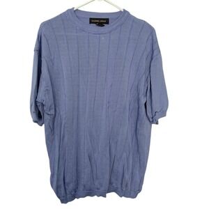 Daniel Gray Mens XL Purple Knit Short Sleeve Sweater Shirt Old Money Classic